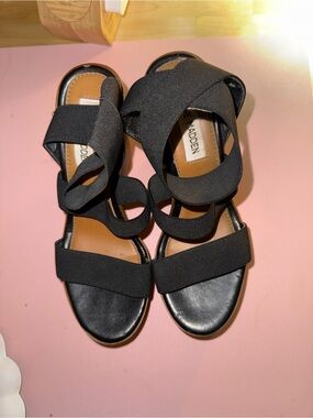 Steve Madden Black Elastic Wrap Sandals